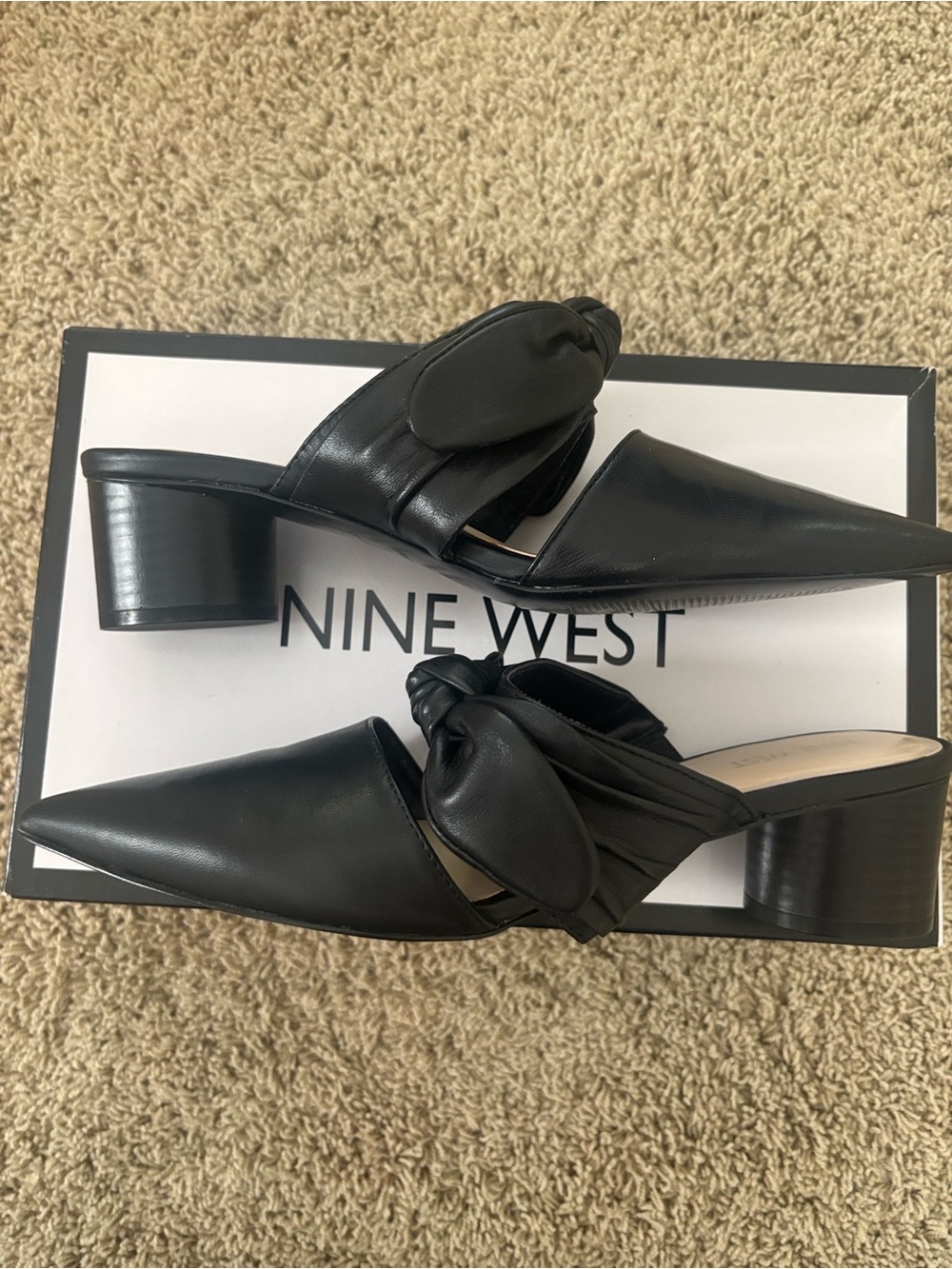 Nine West Black Pointed Knot Mules - Picture 3 of 7